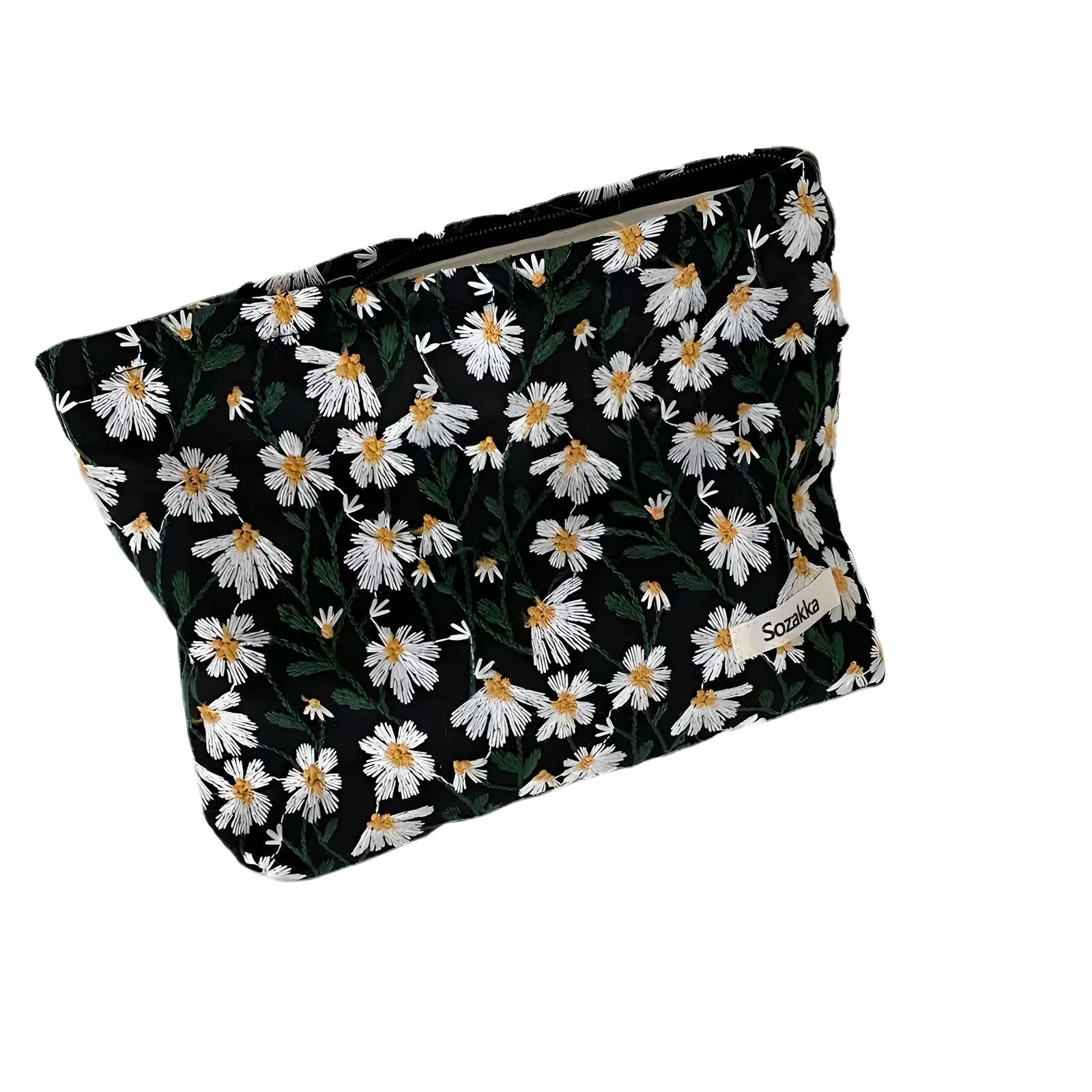 Andrea | Flower Embroidered Makeup Bag