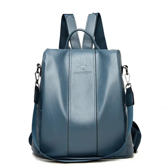 Navy leather backpack womens hotsell