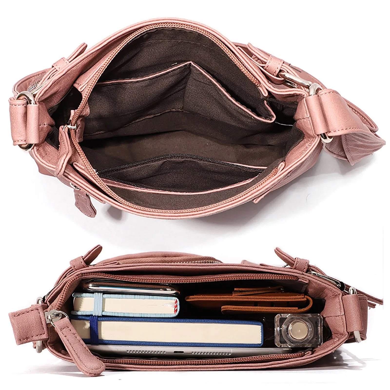 Women's Multi-Pocket Leather Shoulder Bag